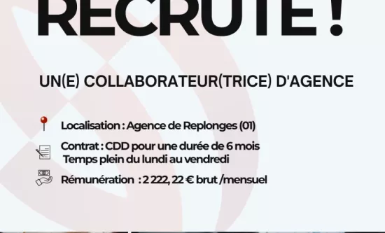 Nous recrutons  un(e) Collaborateur(trice) d'Agence ! 